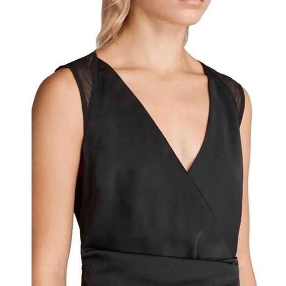 All Saints Women's Black Anika Dress Wrap Style Above Knee Evening - Picture 6 of 10
